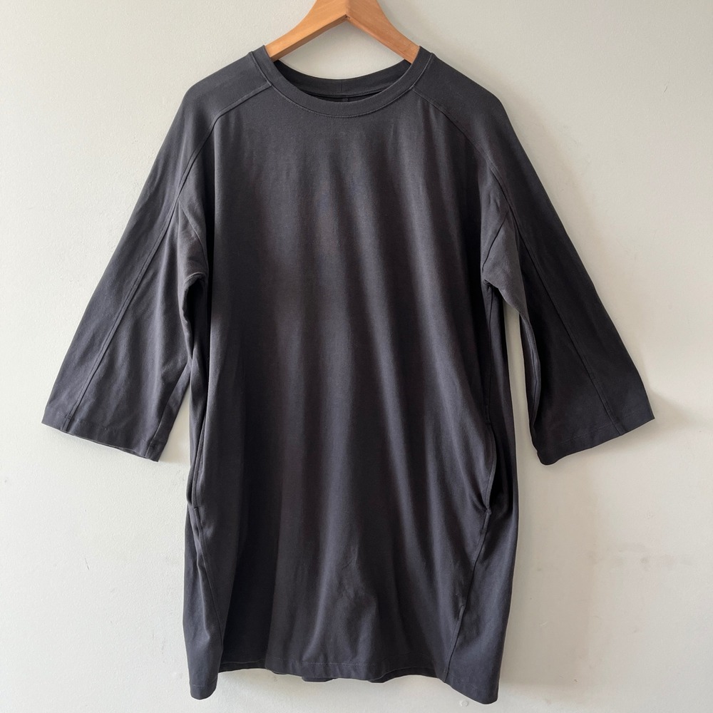 Eileen Fisher Petite Tunic T-Shirt Dress Charcoal Grey PL Pockets Minimalist